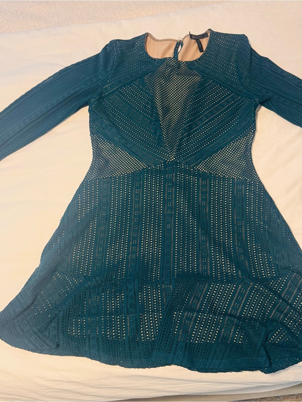 BCBGMaxAzria Teal Long-Sleeve Fit-and-Flare Dress
